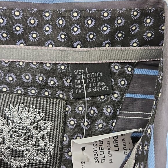 English Laundry Blaque Label Shirt Men's Large Black Blue Stripes NWT Arrogant - Picture 6 of 16